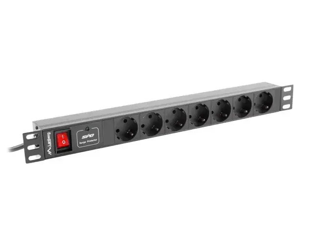 LANBERG PDU-07F-0200-BK Lanberg PDU 1U 16A, 7 sockets schuco, 2m, Black