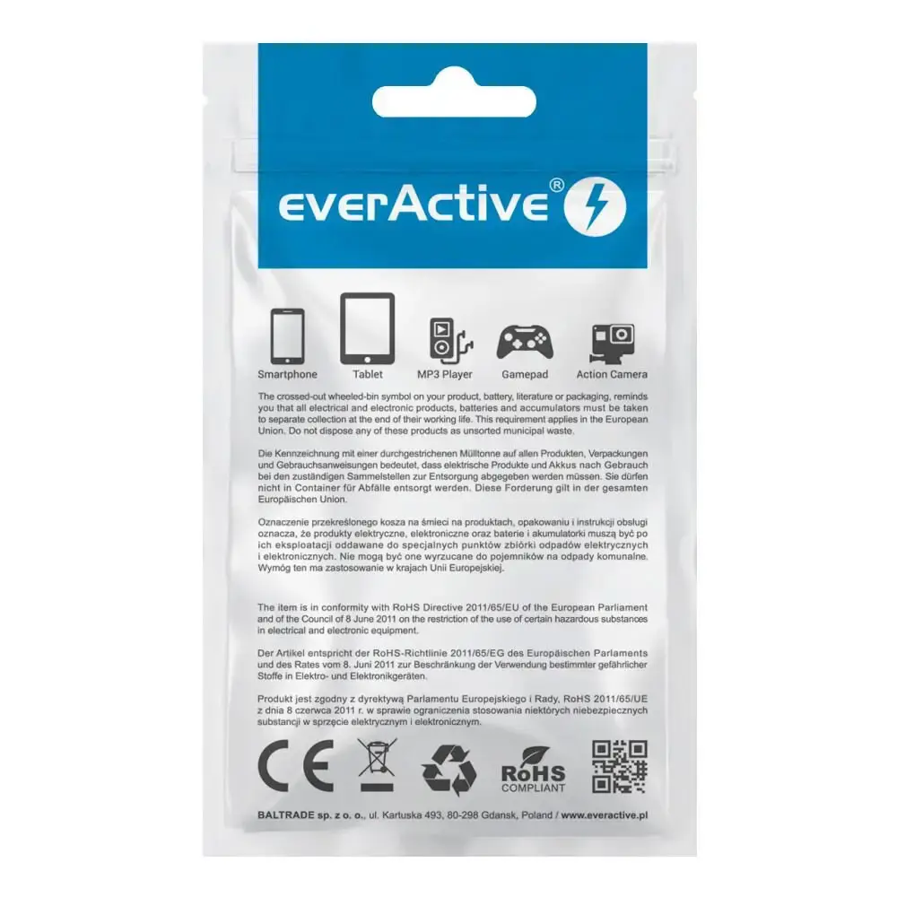 Maitinimo kabelis everActive CBB-1CB (USB - C tipo USB ; 1 m; juoda spalva)