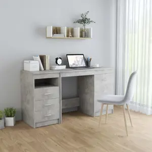 Rašomasis stalas, betono pilkas, 140x50x76cm, apdirbta mediena