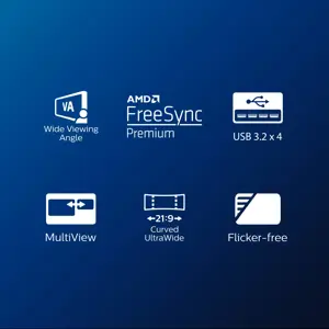 Monitorius Philips E Line 346E2CUAE/00, 86.4 cm (34"), 3440 x 1440 pixels, Wide Quad HD+, LCD, 4 ms, Black