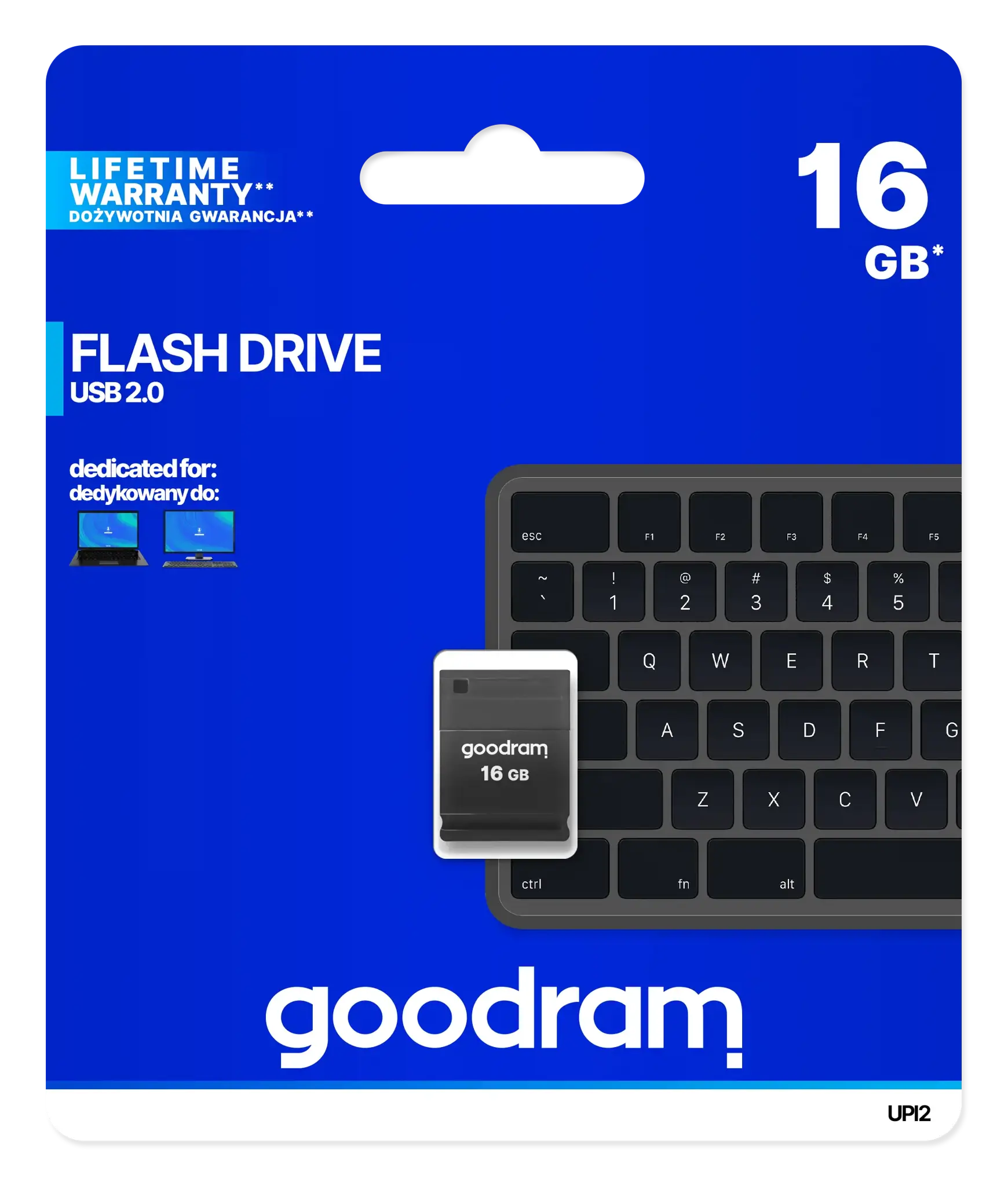 Goodram UPI2, 16 GB, USB Type-A, 2.0, 20 MB/s, Cap, Black