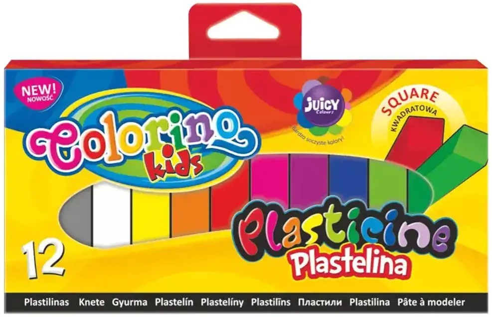Plastilinas Colorino Kids, kvadratinės formos, 12 spalvų