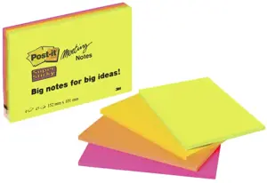 Lipnūs lapeliai POST-IT Super sticky, 200 x 149 mm, 4 vnt./pak.