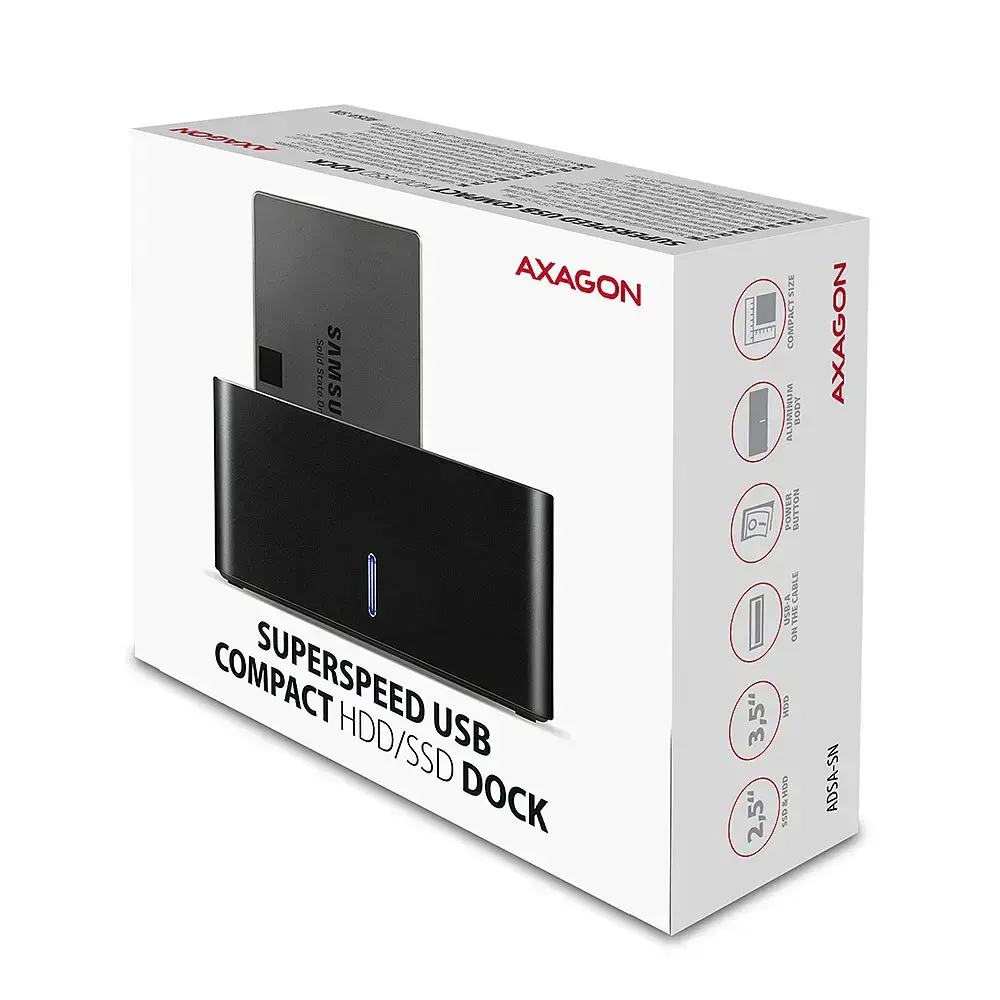 AXAGON ADSA-SN USB3.0 - 1x SATA 6G HDD doko stotelė, juoda