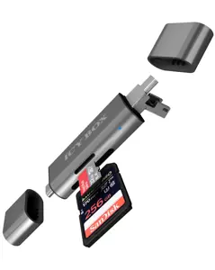 ICY BOX IB-CR200-C, MicroSD (TransFlash), SD, juoda, 480 Mbps, aliuminis, plastikas, 128 GB, USB 2.0
