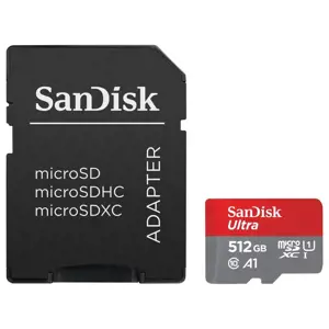 "SanDisk Ultra microSDXC" 512GB + SD adapteris 150MB/s A1 10 klasės UHS-I; EAN:619659200572