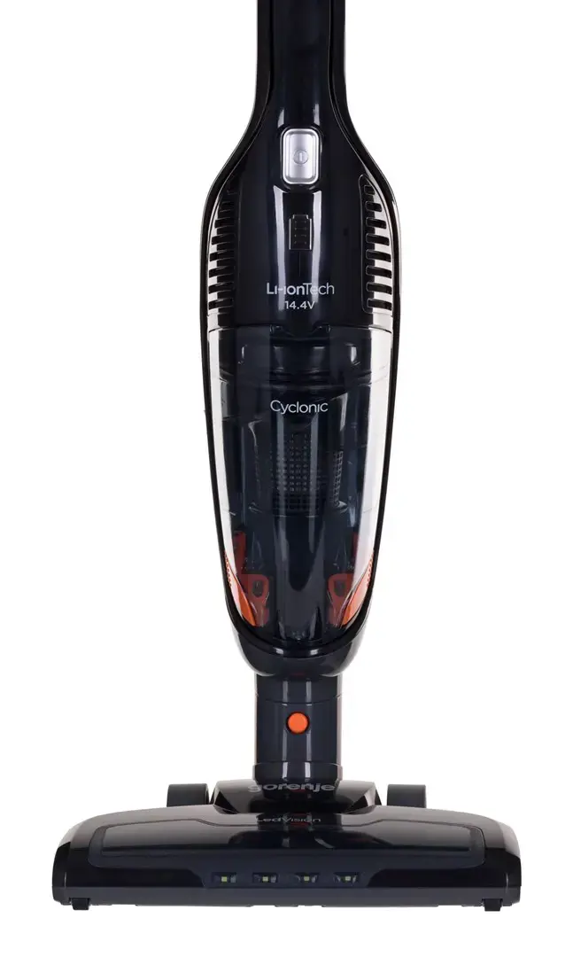 "Gorenje" dulkių siurblys SVC144FBK Akumuliatorinis darbinis, rankinis ir rankinis, 14,4 V, Veikimo laikas (maks.) 38 min, Juodas, Garantija 24 mėn., Akumuliatoriaus garantija 12 mėn.