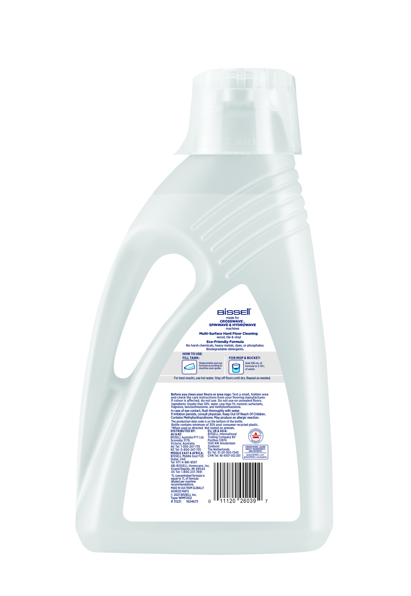 "Bissell Natural Multi-Surface Pet" grindų valymo tirpalas, skirtas "Bissell CrossWave", "SpinWave", "SpinWave Robot" ir "HydroWave" mašinoms, 2000 ml