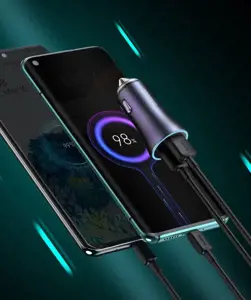 "Baseus Golden Contactor Pro" greitasis automobilinis įkroviklis 2x USB 40 W greitojo įkrovimo SCP FCP AFC + USB laidas - C tipo USB pilkos spalvos (pilka)