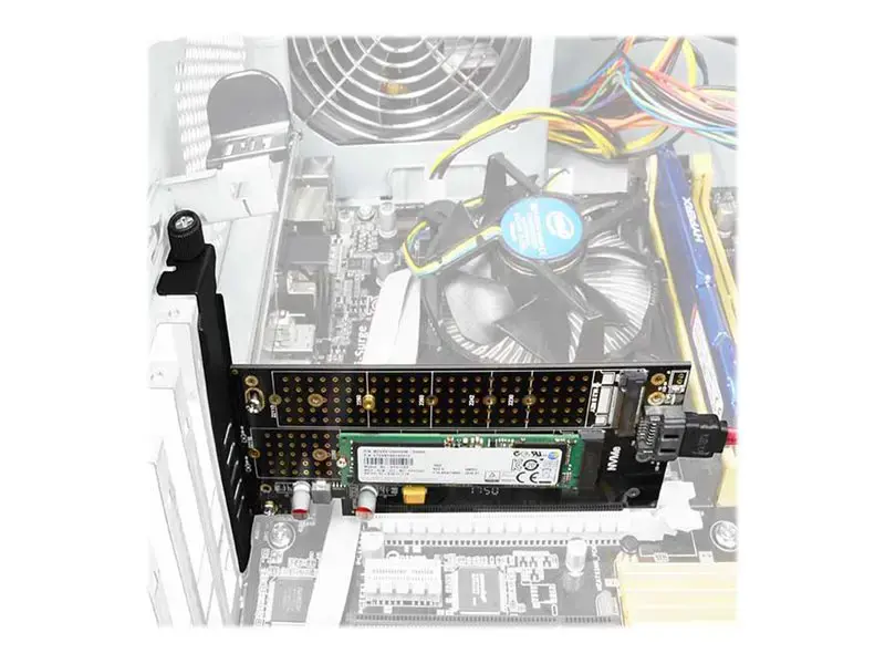 AXAGON PCEM2-D PCI-E 3.0 4x - DUAL M.2 SSD (NVMe + SATA), dviguba įtampa, iki 110 mm SSD