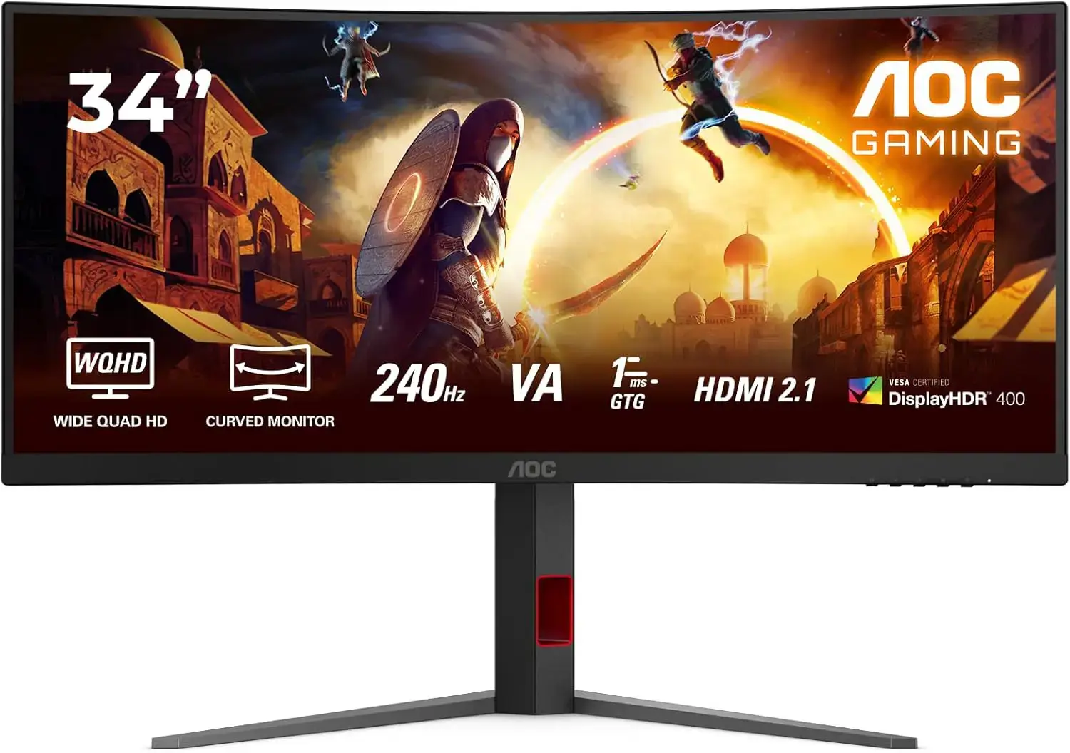 AOC CU34G4 | 34 " | Fast VA | UWQHD | 21:9 | 180 Hz | 1 ms | 3440 x 1440 pixels | 300 cd/m² | HDMI ports quantity 2 | Black