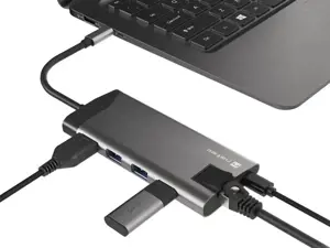 NATEC daugiaportis "Fowler Plus" USB-C->HUB USB 3.0 3x HDMI 4K USB-C PD RJ45 SD Micro SD