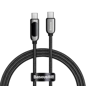 "Baseus" ekrano greitojo įkrovimo duomenų kabelis nuo C tipo iki C 100 W 1 m juodas (juodas)