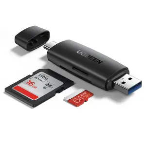 USB + USB-C adapteris UGREEN CM304 SD + microSD kortelių skaitytuvas (juodas)