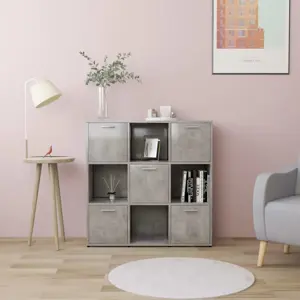Spintelė knygoms, betono pilka, 90x30x90cm, apdirbta mediena