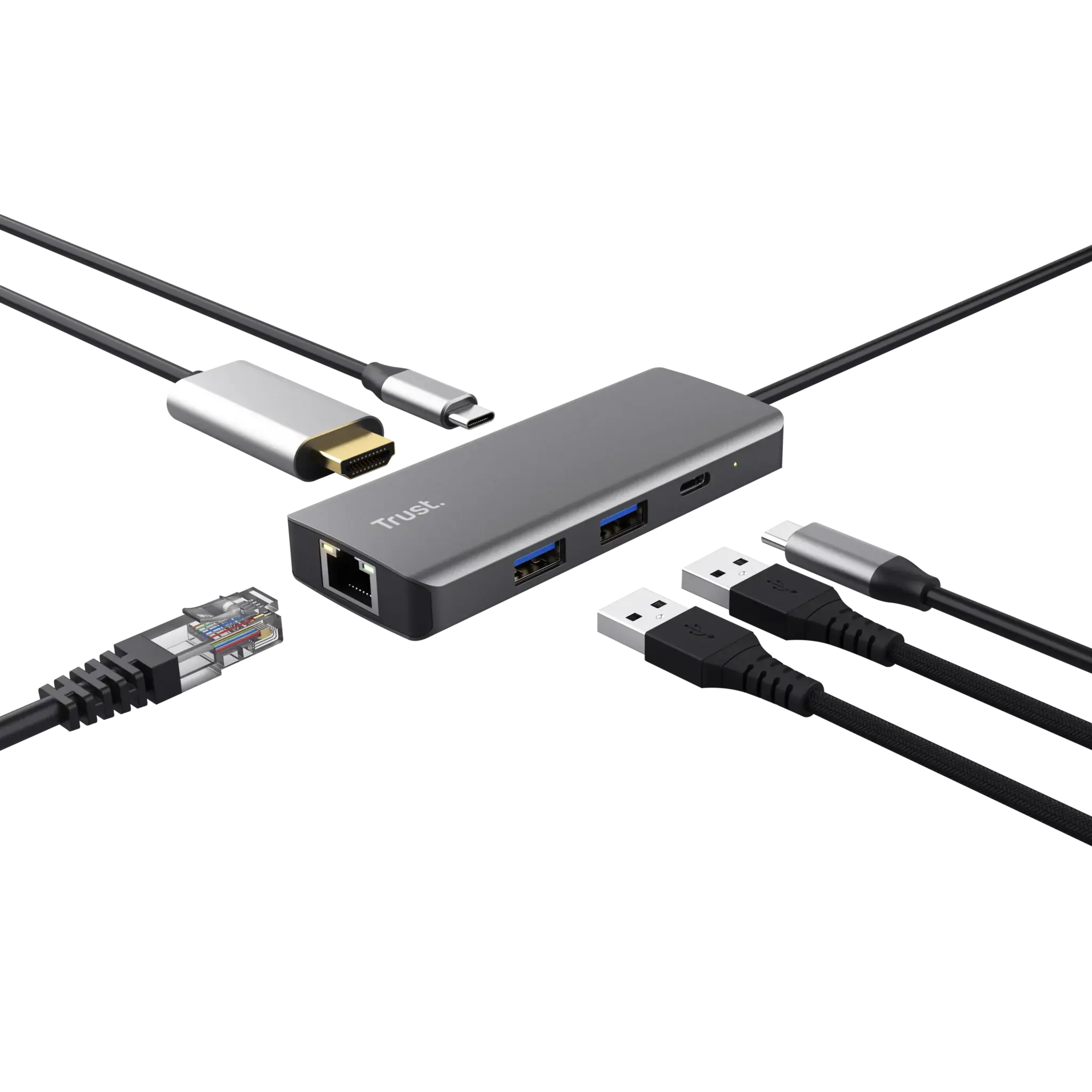 "Trust Dalyx", C tipo USB, USB 2.0, 1000 Mbit/s, 60 Hz, 3840 x 2160 pikselių, sidabrinė