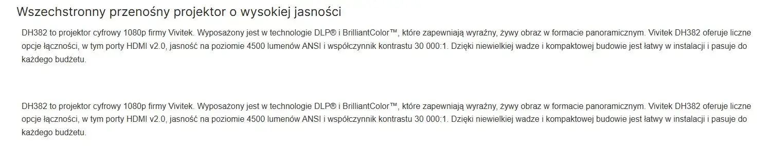 VIVITEK PROJECTOR DH382