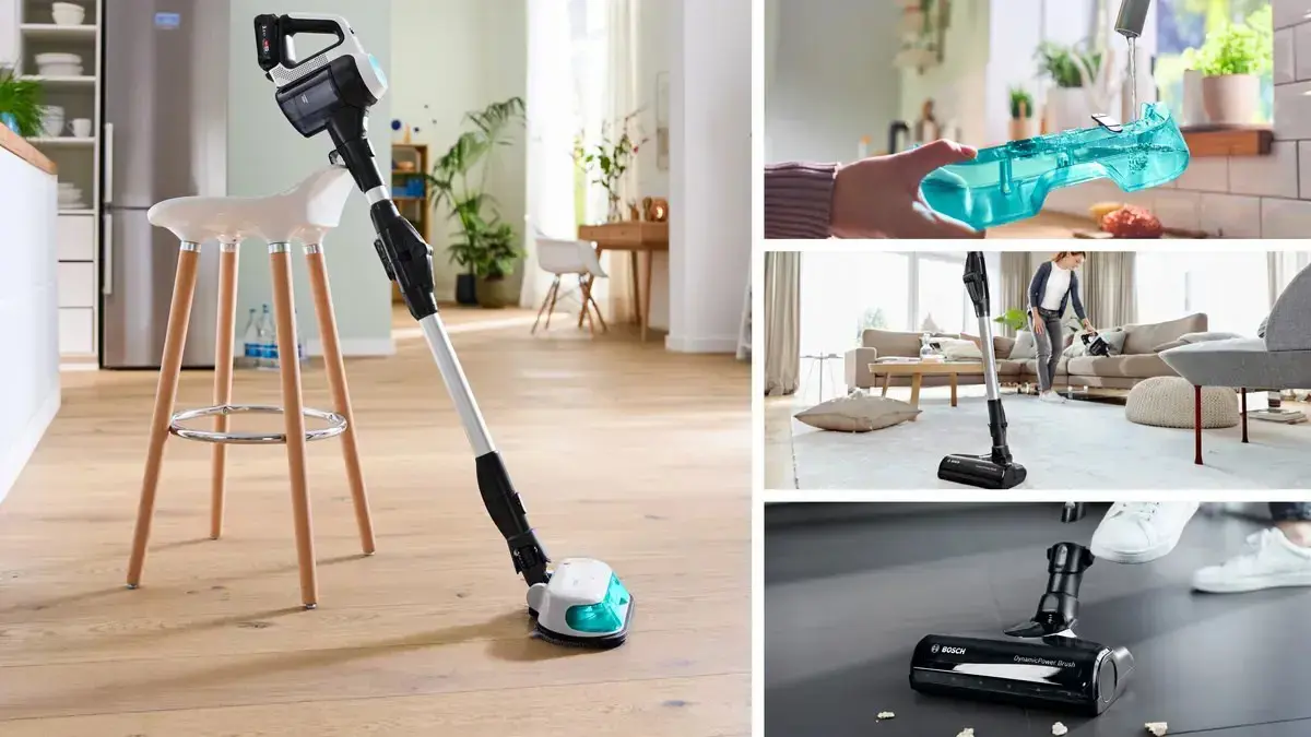 Cordless 2-in-1 hoover, vacuuming and mopping Unlimited 7 ProHygienic Aqua White