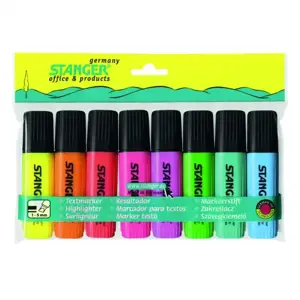 Stanger Teksto žymekliai 1-5 mm, 8 spalvų rinkinys 033347