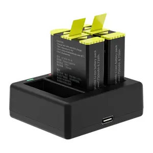 "Telesin" 3 lizdų įkroviklis, skirtas "GoPro Hero 9" / "Hero 10" + 2 baterijos (GP-BTR-903-B)
