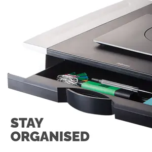 "Fellowes Office Suites Standard Monitor Riser", laisvai pastatomas, 36 kg, 71,1 cm (28"), reguliuojamas aukštis, juodas, sidabrinis