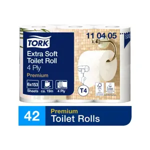 Tualetinis popierius TORK Premium Extra Soft Conventional T4, 4 sl., 9.7cmx19.1m, 110405, 6 vnt./pa…