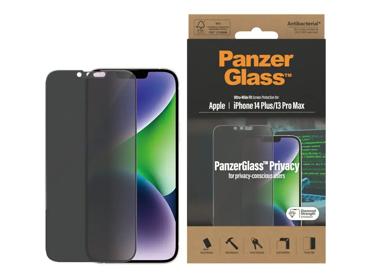 PanzerGlass Ultra-Wide Fit Privacy tempered glass for iPhone 14 Plus | 13 Pro Max