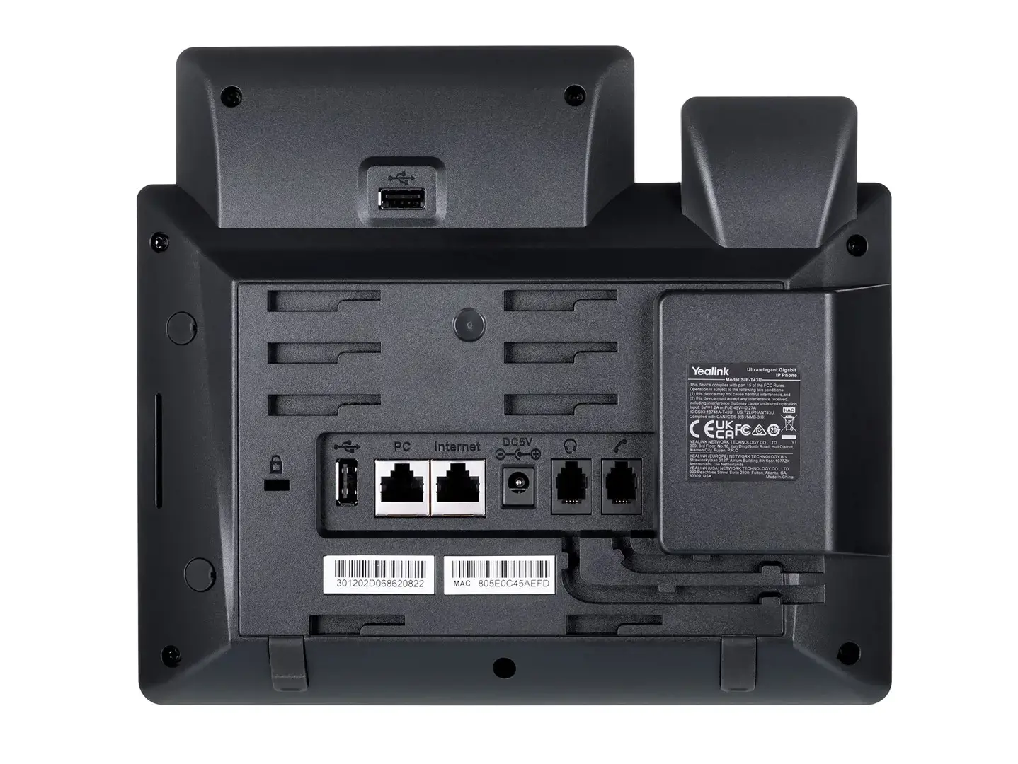 Yealink SIP-T43U, IP Phone, Grey, Wired handset, Desk/Wall, In-band, Out-of band, SIP info, 12 lines