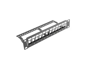 LANBERG patch panel blank 12 port 1U with organizer for keystone modules black
