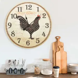 Sieninis laikrodis, įvairiaspalvis, 60cm, MDF, su višta