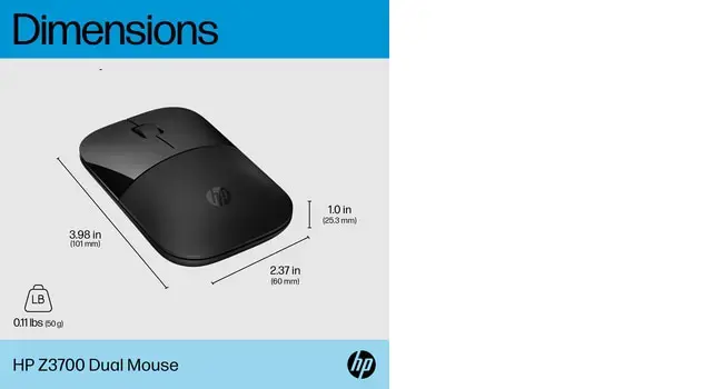 HP Z3700 Dual Black Mouse, Ambidextrous, RF Wireless, 1600 DPI, Black