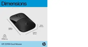 HP Z3700 Dual Black Mouse, Ambidextrous, RF Wireless, 1600 DPI, Black