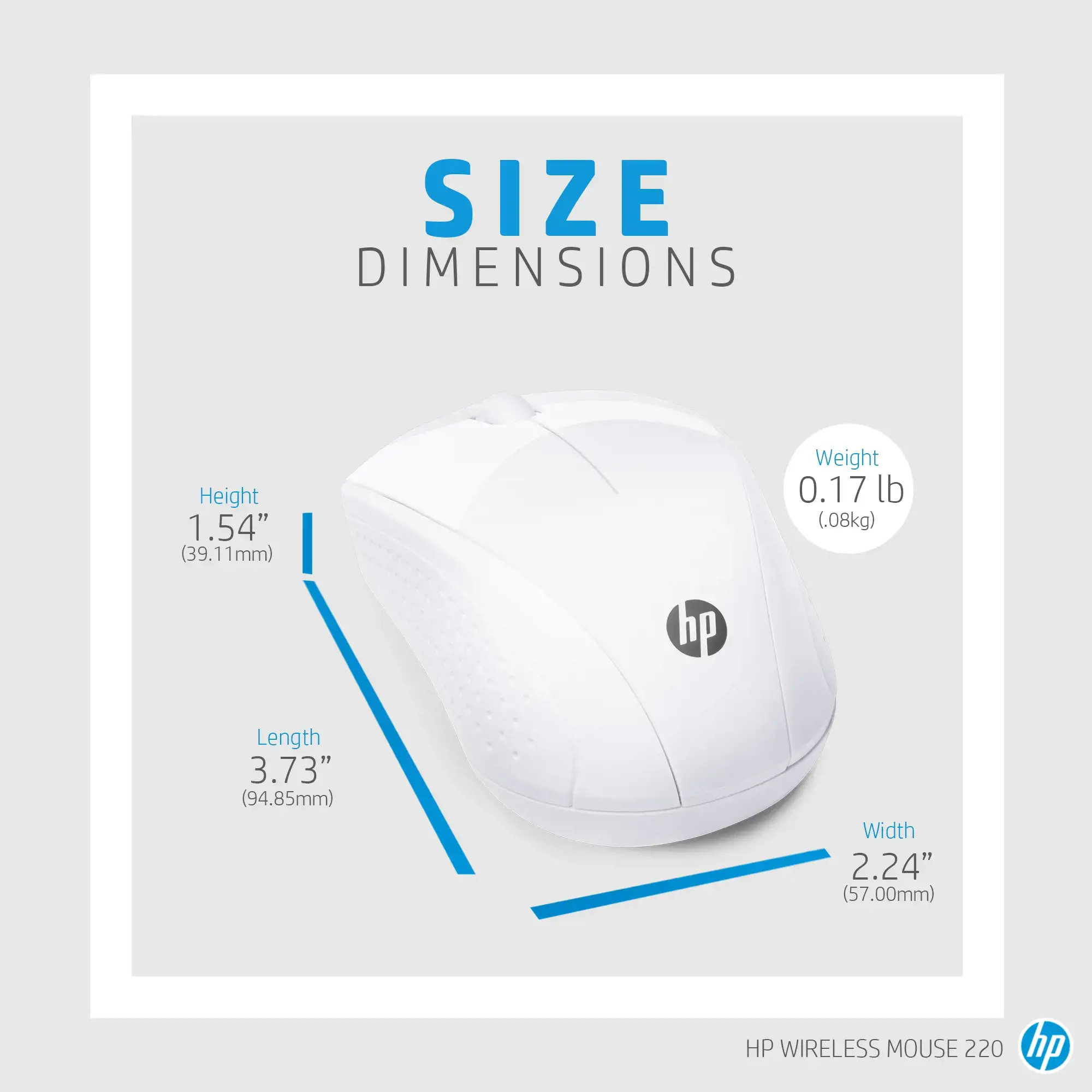HP Wireless Mouse 220 (Snow White), Optical, RF Wireless, White