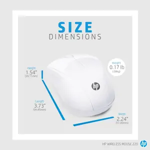 HP Wireless Mouse 220 (Snow White), Optical, RF Wireless, White