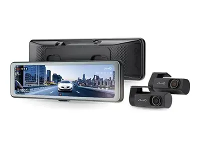 Mio MiVue R860WD, Dash Cam | GPS | Wi-Fi | Front and rear cams synchronized for recording with an unobstructed view; 11.26" IPS anti-glare touchscreen; Upgrade to the STARVIS 2 technology for clear details; Integrated high speed Wi-Fi – Quick pairing using QR code | Audio recorder
