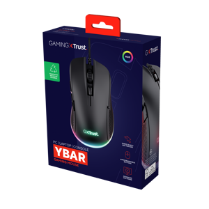 "Trust GXT 922 YBAR", dešinioji ranka, optinis, A tipo USB, 7200 DPI, juodas