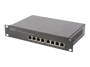 DIGITUS 10 colių 8 prievadų Gigabit Ethernet komutatorius 8 x 10/100/1000Mbps RJ45 integruotas maitinimas su 10 colių laikikliais