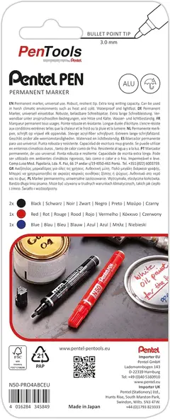 Permanentinis žymeklis Pentel Tool Pen N50, 3 mm, 4 vnt., įvairių spalvų