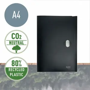 Aplankas dokumentams Leitz Recycle, A4, PP, 3 atvartai, juoodos sp.