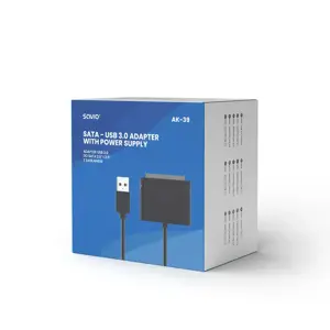SAVIO AK-39 USB 3.0 - SATA III adapteris 3,5"/2,5" diskams su maitinimo šaltiniu Juodas