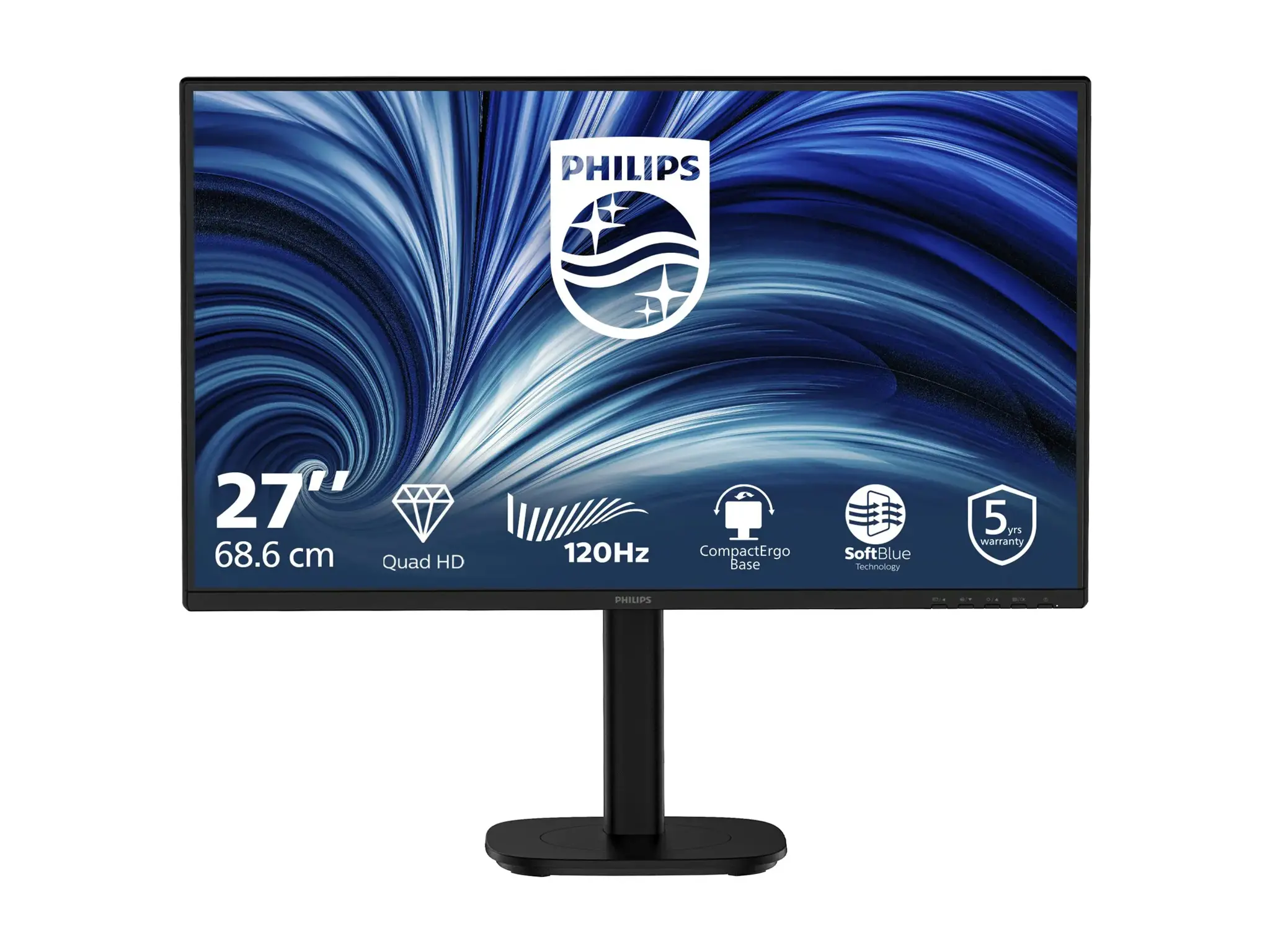 Philips 27B2N3500/00 | 27 " | IPS | QHD | 16:9 | 120 Hz | 2560 x 1440 pixels | HDMI ports quantity 2 | Black