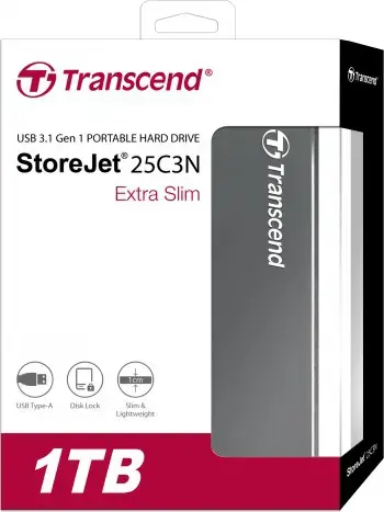 TRANSCEND StoreJet C3N - išorinis itin plonas diskas - 1 To - USB 3.0