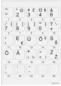 "Minipicto" klaviatūros lipdukas KB-EU-01GRY, pilka/juoda