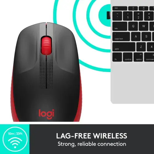 LOGITECH M190 Viso dydžio belaidė pelė - RED - EMEA