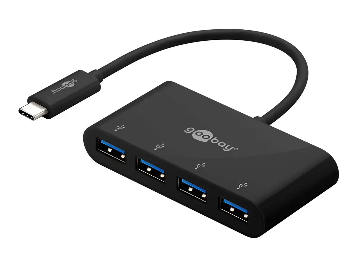 "Goobay" 4 prievadų USB-C daugiaportis adapteris 61073 Juodas, USB-A, C tipo