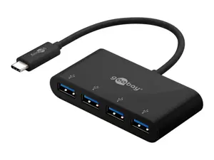 "Goobay" 4 prievadų USB-C daugiaportis adapteris 61073 Juodas, USB-A, C tipo
