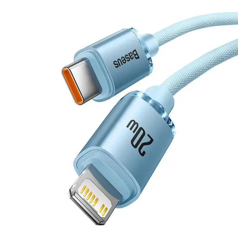 Baseus cable Crystal Shine USB-C - Lightning 2,0 m 20W sky blue