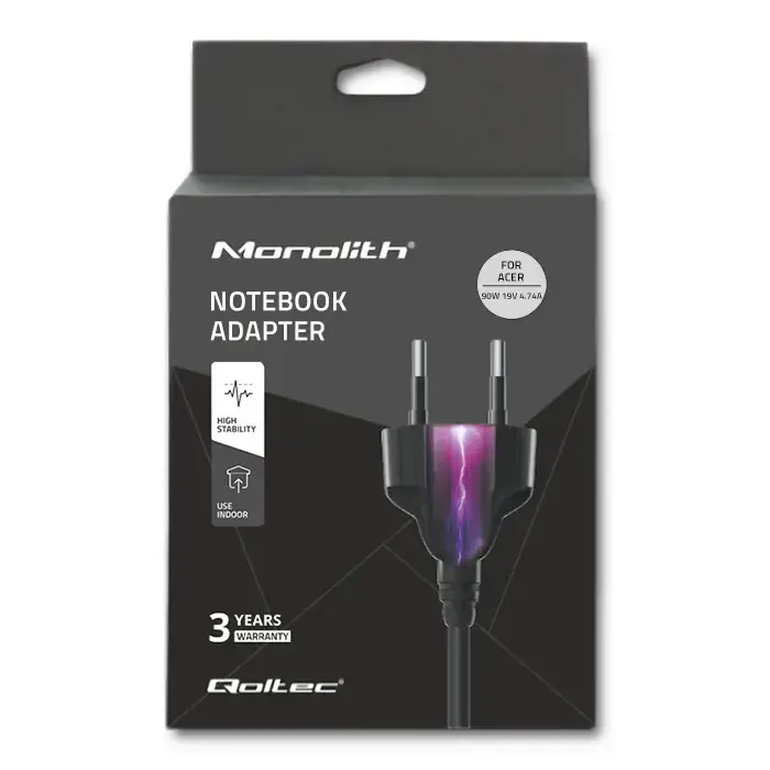 QOLTEC 50087 Nešiojamojo kompiuterio kintamosios srovės maitinimo adapteris Qoltec Acer 90W 4.74 A 19V 5.5x1.7