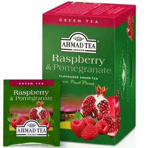 Žalioji arbata AHMAD GREEN Raspberry & Pomegranate, 20 vokelių