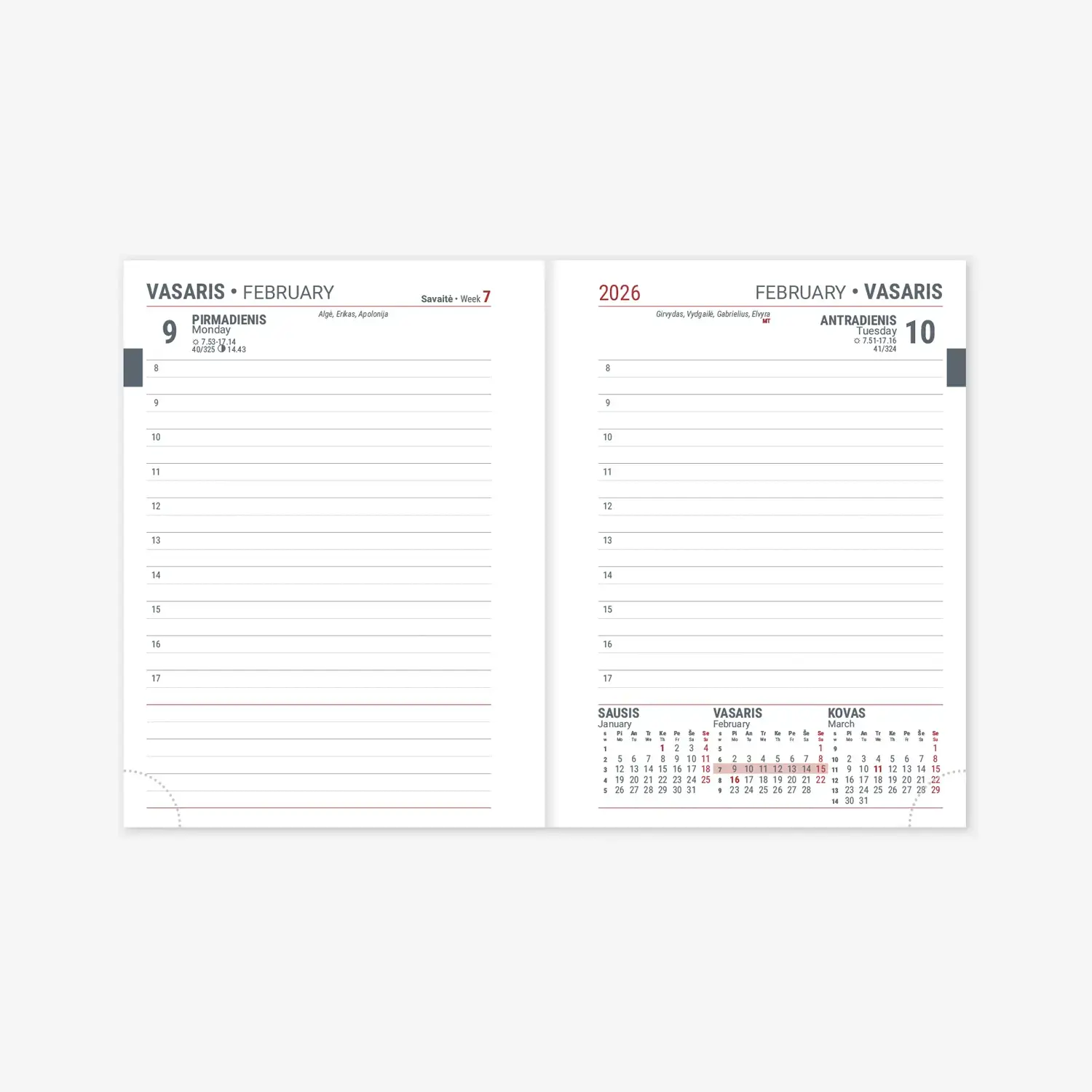 Kalendorius JUNIOR 2026, A6, PU, vyšninė